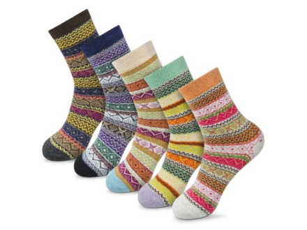 These wool socks make a cozy stocking stuffer — they're down to $8 for a 5-pack