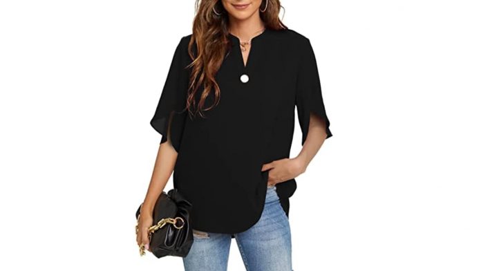 This fluttery, flowy top will keep you cool and covered, and it's just $20