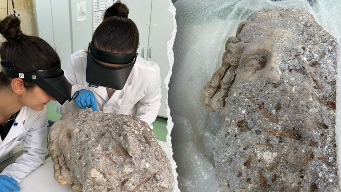 Archaeologists unearth strange head depicting Roman god beneath Catholic basilica