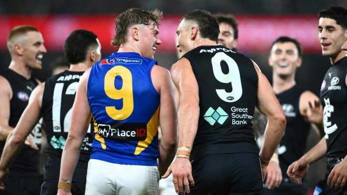 Patrick Cripps gives it to Harley Reid as Carlton steam train makes wildcard move with big win over West Coast