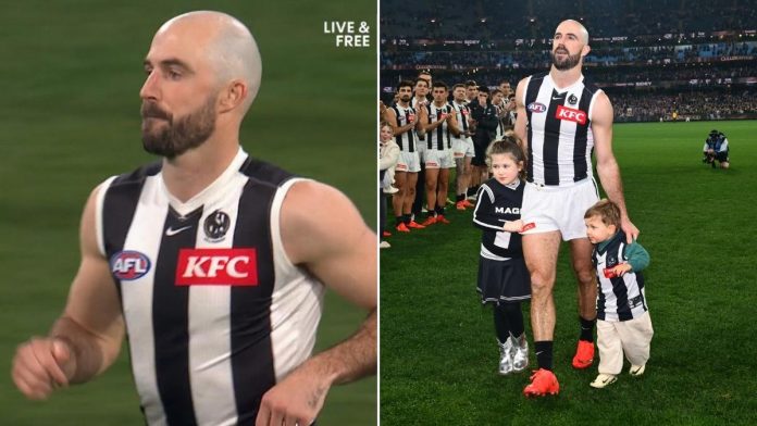 Collingwood great Steele Sidebottom consoles teammate Tim Membrey in final selfless act on footy field: ‘S*** happens’
